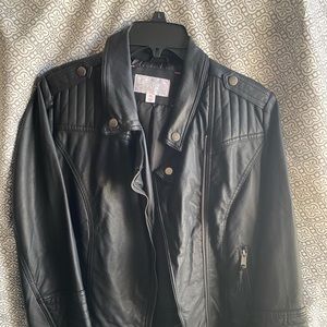Black Faux Moto Leather Jacket
